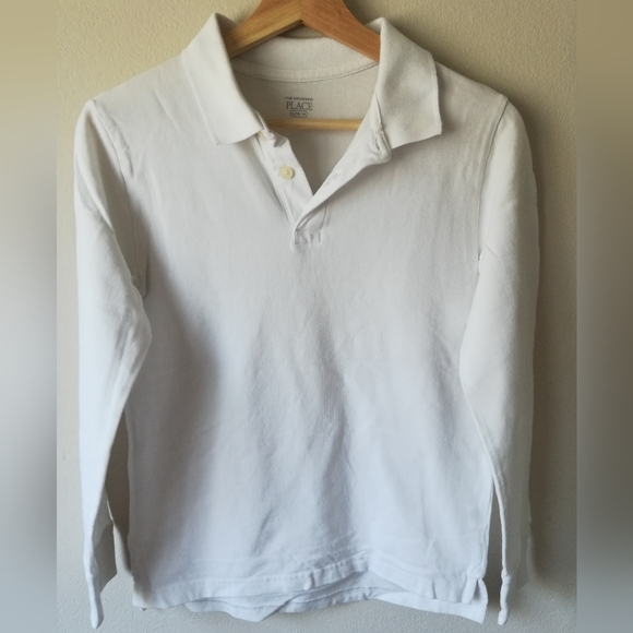 🌺💙 Bundle & Save    The Children's Place Long Sleeve Pique Polo White Size XL - Picture 1 of 6